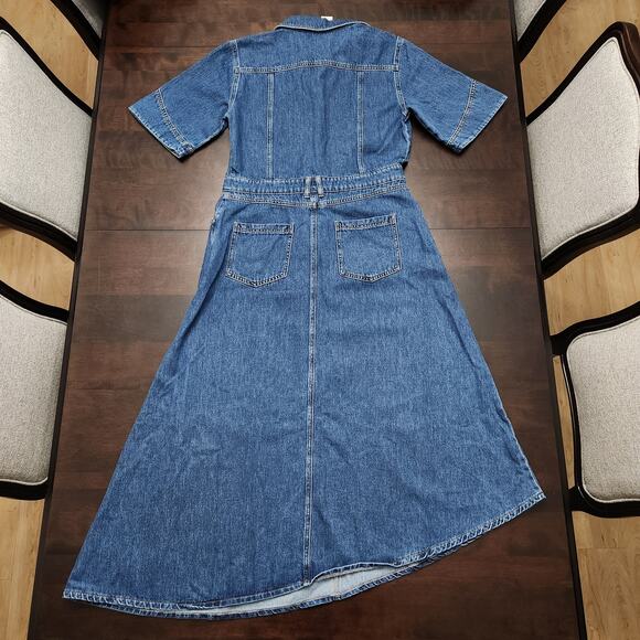 NWT ALIGNE Anthropologie Mateo Asymmetrical Denim Midi Shirt Dress Size 6 - Picture 7 of 7